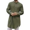 Generico Uomo Lino Manica Lunga Kaftan Thobe Lungo Abito Camicia Vestaglia Casual Abito Musulmano #D
