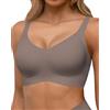 HORISUN Reggiseni Senza Cuciture Reggiseno Push up Wireless a Copertura Totale per Donne Comode Bralette di Supporto con Scollo a V (Grigio M)
