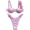 Suncadmious Costume da Bagno Perizoma a Due Pezzi Senza Schienale con Lacci a Vita Alta da Donna Costume da Bagno a Due Pezzi con Blocco dei Colori Costume da Bagno Sexy a Fiori