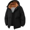 Generic Cappotti invernali da uomo imbottiti caldi comodi piumini da uomo con cappuccio tinta unita manica lunga giacca da trekking con tasche plus size full zip up trench cappotti parka leggeri, Nero , 3XL
