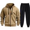 Generisch - Tuta da uomo e invernale imbottita con cerniera, personalità, tuta casual in stile western con cinturino in pelliccia di agnello, f, XL