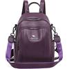 LEMITA Zaino multifunzione da donna in pelle da donna borsa da scuola zaini da viaggio di grande capacità, viola, 23 * 12 * 31 cm