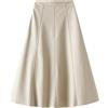 KBOPLEMQ Gonna sexy da donna in pelle PU pieghettata, elegante gonna in similpelle, vintage, a griglia, gonna a vita alta, gonna a pieghe corta, elegante, elasticizzata, in similpelle, minigonna, R beige, S