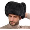 AYIDBE Cappka da uomo in finta pelliccia termica cappello da trapapore spesso morbido berretto invernale russo con paraorecchie caldo cappello da aviatore cosacco antivento antifreddo per sci pattinaggio