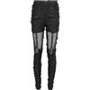 Devil Fashion Pantaloni lunghi da donna neri Steampunk vintage tattered pantaloni leggings con rivetti