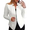 TDEOK Blazer da donna con chiusura lampo, cardigan da donna, corto, blazer, taglie forti, sportivo, con cerniera, elegante, giacca corta sciancrata, giacca moderna, bianco, S