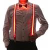 Brejkdo Set di 2 bretelle luminose da uomo a LED e papillon, perfette per festival musicali, feste in costume di Halloween, Colore: rosso, Taglia unica