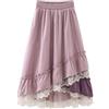 PRINCESS BRIDE Gonna lunga da donna per autunno inverno viola casual irregolare pizzo impiombatura maxi gonna in velluto