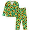 XTYGETY Primavera Girasoli Fiori Stampa Manica Lunga Pantaloni Lunghi Pigiama Per Le Donne Delle Donne Pigiama Set 2 Pezzi Accogliente Lounge Sets, Nero , M