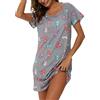 MIA LUCCE Camicia da notte da donna, a maniche corte, in cotone, da notte, da notte, con stampa, alla moda, Gatto grigio, rosso, blu, XXL