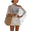 Djbdesi Poncho da donna asimmetrico lavorato a maglia, da spiaggia, ampio, estivo, trasparente, leggero, con spalle scoperte