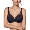 Selene Reggiseno a Balconcino Mariluz, Disponibile in 4 Colori, Taglie 2-9, Coppa G, Nero, 3G