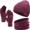 Bequemer Laden Invernali Cappello Sciarpa e Guanti Touch Screen, Berretto in Maglia Scaldacollo e Guanti con Fodera in Pile per Uomo Donna