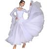 CRETUAO Abiti Ballo Sala Donna,Abito Competizione Foxtrot Waltz con Ricami squisiti montati su Diamanti, Abito da Ballo Moderno a Maniche Lunghe da Ballo