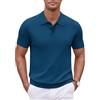 COOFANDY Polo da Uomo Casual a Maniche Corte in Maglia da Golf Polo estive di Base Tinta Unita Blu Denim XXL