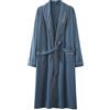 Foweknow Accappatoio da uomo in cotone, vestaglia kimono, lungo, leggero, per uomo, primavera, autunno, pigiama, casual, confortevole, biancheria da notte, Blu marino, L