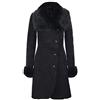 Infinity Leather Cappotto da Donna in Montone Scamosciato Merino Nero Caldo con Collo Toscano S