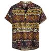 Xmiral Camicia Camicetta Uomo Etnico Manica Corta Casual Lino Cotone Stampa Hawaiana (XXL,15Giallo)