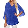 Generic Blusa a Doppio Strato Donna - Rete, Maniche 3/4 Svasate, Colletto Elegante, Perfetta per Abbigliamento Estivo alla Moda