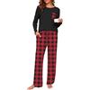 Namatime Pigiama lungo da donna, in cotone, con stampa loungewear in due pezzi, a maniche lunghe, con tasche, per autunno e inverno
