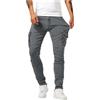 Generico Jeans da Lavoro Cargo Denim Elasticizzati Uomo Taglia 52 Baggy Vita Bassa Estivi Slim Fit Moto Neri