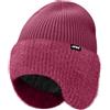 ATNKE Maglia Beanie Cappello con Paraorecchie per Uomo e Donna, Elasticizzato Spesso Caldo Pile Foderato Usato Tutti Giorni Inverno Morbido con Risvolto Lana Teschio Berretto Regali/Wine Red