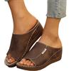 Generico Sandali Donna Scarpe Ortopediche Pantofole Cachi Ciabatte Donna Estive Ortopediche Sandali Pelle Anatomiche Eleganti, Zeppa Antiscivolo Supporto Arco per Casa e Spiaggia Scarpe Trekking Pantofole