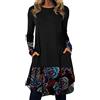 Fulidngzg Vestito Donna Elegante Invernale Boho con Scollo Rotondo Maniche Lunghe e Tasche Vestiti Vintage Curvy da Cerimonia Abito Medievale Casual Primaverile Autunno per Feste Vacanze Case