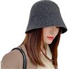 CHERISH - Cappello da pescatore invernale per donne, berretto in lana a cloche con falda larga, caldo, tinta unita, cappello da lavatesta, Grigio scuro, Taglia unica