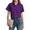 Stamain Camicia Viola Donna Manica Corta da Ufficio Classica Casual Eleganti Estate Bluse Donna Maniche Corte XL