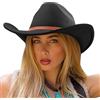 DRESHOW Cappello da Cowboy Donna Classico Cappello Western Retro a Tesa Larga con Fibbia e Cintura Cappelli Fedora in Feltro Arrotolati Unisex