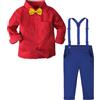 mintgreen Bambino Vestito Halloween Neonato, Abito per Bambini Manica Lunga Set di Vestiti con Cravatta Fiocco, Rosso e Blu, 12-18 Mesi, 80