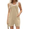 Generico Tuta estiva casual da donna, tuta corta ampia senza maniche, tuta premaman Lahloya, con tasche (khaki,L)