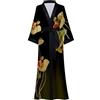 EORUBE Kimono Lungo Accappatoio Donne Cover Up Stampa Floreale Raso Indumenti Da Notte Accappatoio di Seta Addio al Nubilato Accappatoio