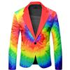 Rrongwn Giacche Da Uomo Arcobaleno Funky Suit Rainbow Abiti Sportivi Da Sposa Blazer Moda Vestito Da Uomo Festa Giacche Elegante Un Bottone Tempo Libero Scenario Spettacolo Cappotto, Colore: rosso, M