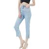 JOPHY & CO. Jeans Donna a Vita Alta, Taglio Cropped con Spacchi, Lavaggio Chiaro, Stile Casual cod.B1030 (IT, Testo, L, Regular, Regular, Blu)