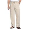 COOFANDY Pantaloni Lino Uomo Estivi Leggeri, Pantaloni in Misto Lino con Coulisse e Vita Elastica, Pantalone Casual Taglio Dritto per Mare, Spiaggia e Vacanza