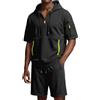 BIKETAFUWY Tuta da uomo con cappuccio a maniche corte, mezza zip, pantaloncini in vita elasticizzati, tuta da donna, casual, casual, casual, casual, casual, per tutti i giorni