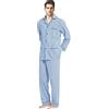 GLOBAL Pigiama Uomo Abbottonata 100% Cotone Lungo Set Pigiami Bottoni Classici Due Pezzi Lingerie Maniche Lunghe Pantaloni Coulisse Pigiami da Notte Traspirante da Uomo Pjs Set S-XXL