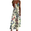 VPQILH Vestito Lungo da Donna con Spalline Sottili Abiti Donna Estivi Manica Corta Vestiti Stampa Floreale Vestito Lungo Elegante Scollo a V Vestitini Leggera Traspirante Abiti per Mare Spiaggia Vacanza