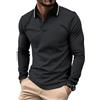 JACKETOWN Polo Uomo Maniche Lunghe Polo da Golf Lavoro Traspirante T Shirt con Taschino Primavera Autunno Camicie per la Pesca Escursionismo,Grigio Scuro,M