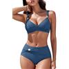 CheChury Costume da Bagno Donna Sexy Scollo a V Costumi da Mare Curvy Push Up Imbottito Reggiseno Cinturini Regolabili Bikini Controllo della Pancia Costumi Due Pezzi Push Up Spiaggia Beachwear