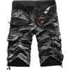 New front Pantaloncini Spiaggia Uomo Pantaloncini Cargo Uomo Bermuda Cargo Uomo Pantaloncini Cotone Uomo Estate Fresco e Traspirante Tasca di Grande capacità Sport Lavoro Mimetica Nero 32