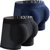 Faringoto Intimo da uomo imbottito in rete corti sollevatore di glutei per ingrandire il sedere con imbottitura push-up mutande, nero e blu , M