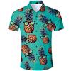 TUONROAD Camicia Hawaiana Uomo Funky Fantasia Ananas 3D Stampa Vintage Verde Camicia Slim Fit Manica Corta Camicia da Spiaggia Bottone Estivo Casual Shirt - L
