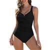 Vijamiy Costume Intero Contenitivo da Bagno Donna Curvy Costumi Interi Push Up Scollo A V Mare Beachwear Swimsuit for Women(Nero,L)
