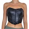 Lovelegis Top donna corpetto finta pelle elegante sexy bustino aderente elasticizzato nero ragazza moda crop corto taglia M idea regalo discoteca fashion top canotta
