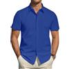 J.VER Camicia da uomo a maniche corte, stretch, anti-macchia, casual, con bottoni, tinta unita, formale, Blu reale, M