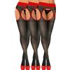 sesto senso 3 paia Collant Cavallo Aperto 15 den Bretelle Calze per Reggicalze Donna Sexy XL Nero Rosa