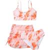 Generic Costumi da Bagno Ragazza 3 Pezzi Bikini Tuta Camisole Top con Coprire Pantaloncini da Spiaggia Bambini Nuoto Costume Gonna Stampata Surf Costumi da Bagno 8-15 Anni (C-Orange, 11-12 Years)